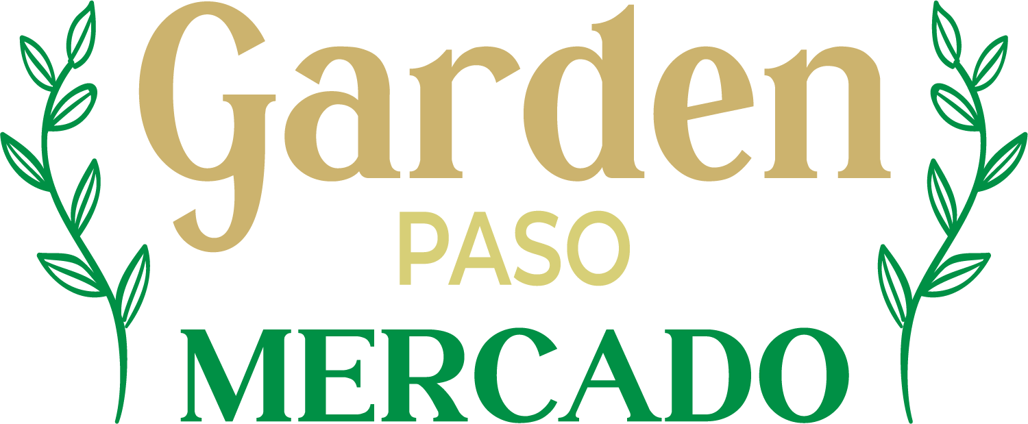Logotipo de Garden Paso Mercado con hojas verdes